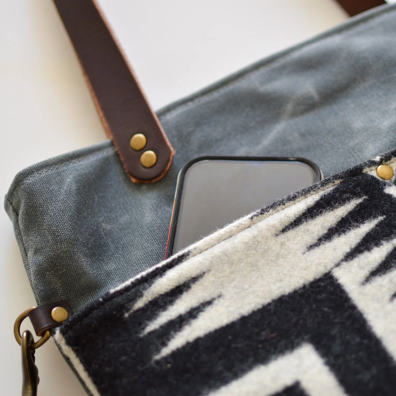 Waxed Canvas and Pendleton® Wool Tote Bag — Western Bound